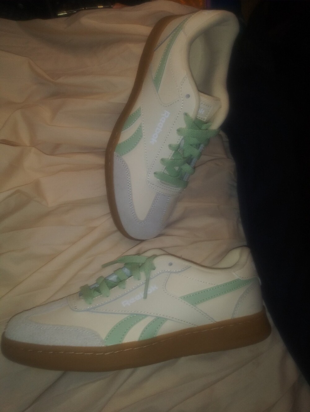 Reebok Low-Top Sneakers in Cream and Mint Green